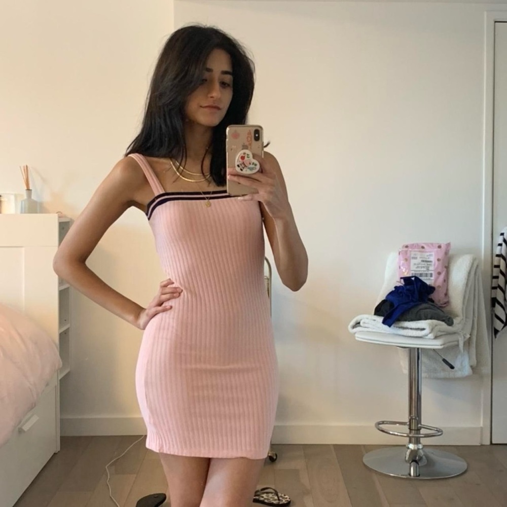 Urban Outfitters 💕 Silence + Noise 90’s Ribbed Knit Straight Neck Mini Dress